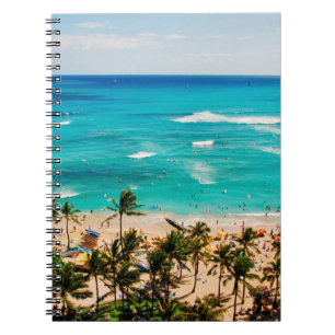 Elevated View Of Waikiki Beach Scene, Honolulu 2 Notebook