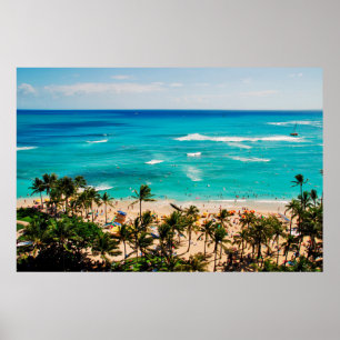 Elevated View Of Waikiki Beach Scene, Honolulu 2 Poster