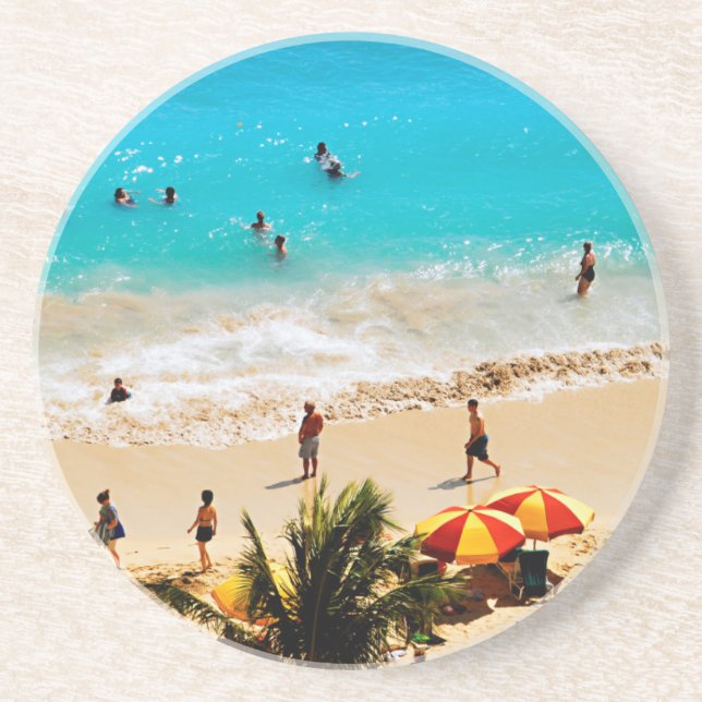 Elevated View Of Waikiki Beach Scene, Honolulu Coaster (Front)