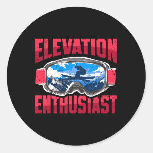 Elevation Enthusiast Skiing Winter Sports Mountain Classic Round Sticker