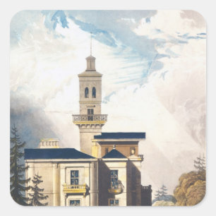 Elevation of an Italian Villa or Hunting Lodge Square Sticker