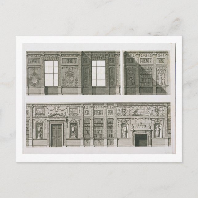 Elevation of the Library at Syon House, c.1760-69 Postcard (Front)