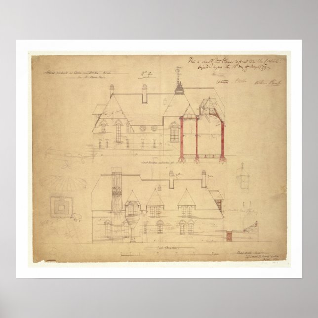 Elevations for The Red House, Bexley Heath (pen an Poster (Front)