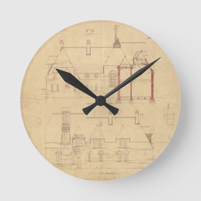 Elevations for The Red House, Bexley Heath (pen an Round Clock (Front)