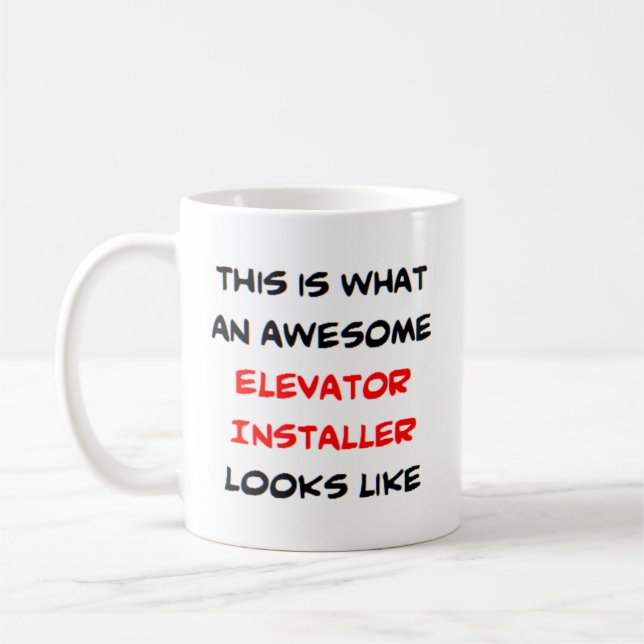 elevator installer, awesome coffee mug (Left)