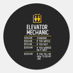 elevator mechanic funny gift present idea classic round sticker