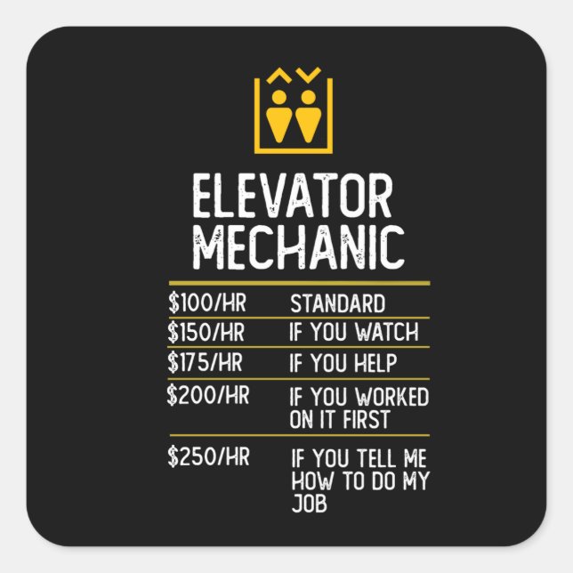 elevator mechanic funny gift present idea square sticker (Front)