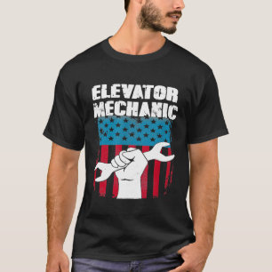 Elevator Mechanic Maintenance Flag Hand Tools Tech T-Shirt