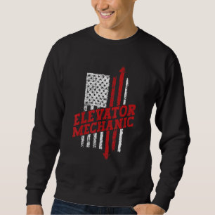 Elevator Mechanic Technician US American Flag Dist Sweatshirt