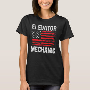 Elevator Mechanic Technician US American Flag Dist T-Shirt