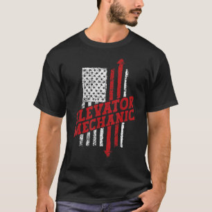 Elevator Mechanic Technician US American Flag Dist T-Shirt