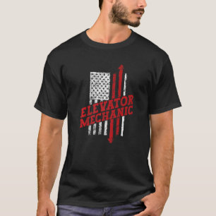 Elevator Mechanic Technician US American Flag Dist T-Shirt