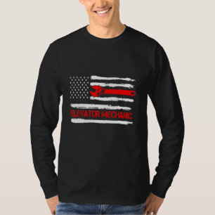 Elevator Mechanic Usa Patriotic Flag For Technicia T-Shirt