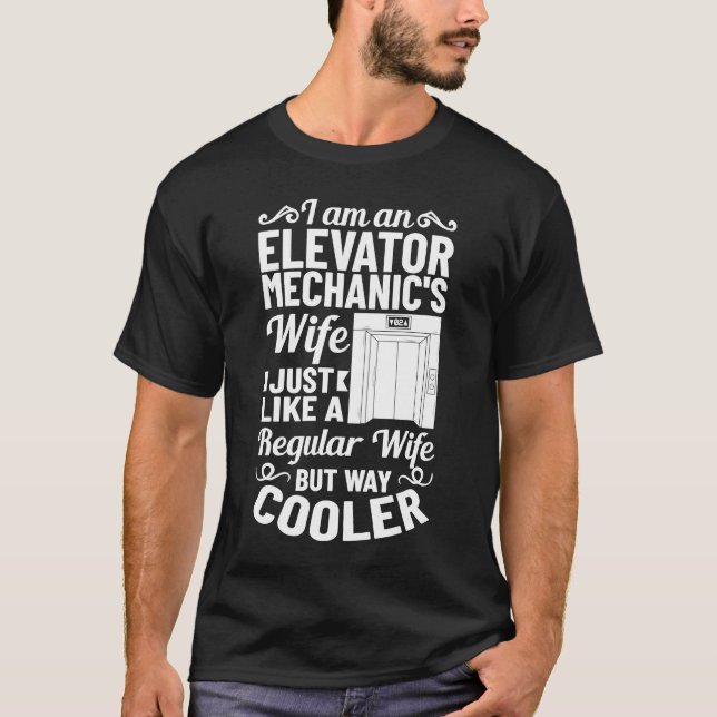 Elevator Mechanic Wife Buttons Technician Inspecto T-Shirt (Front)