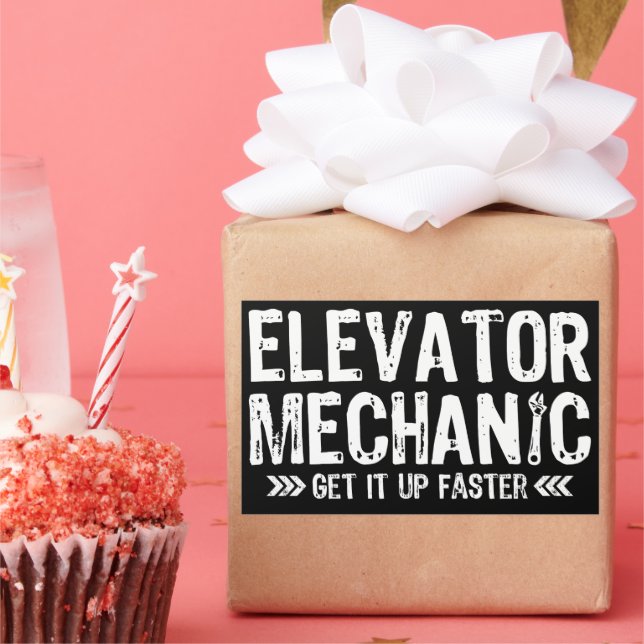 Elevator Mechanics Get It Up Faster Repairman Gift Rectangular Sticker (Party)