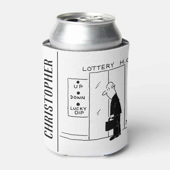 Elevator or Lift in a Lottery Headquarters Cartoon Can Cooler (Can Front)