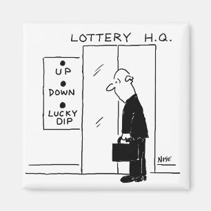 Elevator or Lift in a Lottery Headquarters Cartoon Magnet