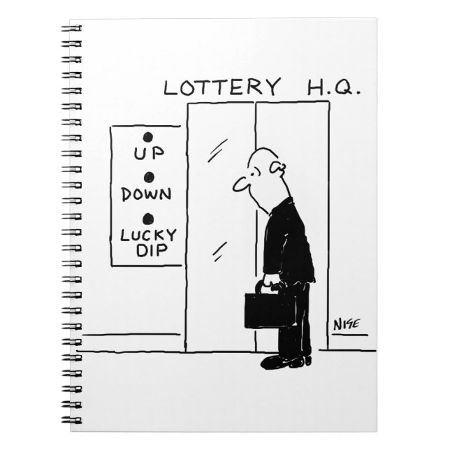 Elevator or Lift in a Lottery Headquarters Cartoon Notebook (Front)