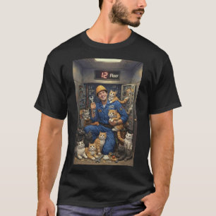 Elevator repair man with his cats T-Shirt