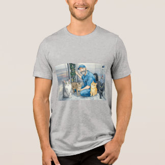 Elevator repairman with his cats Tri-Blend shirt