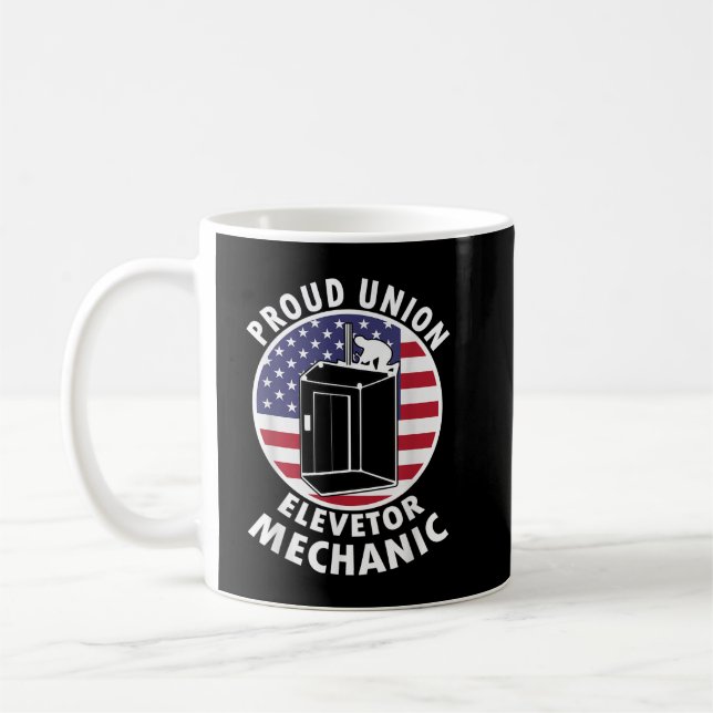 Elevator Union Tshirt for Labour Mechanic Coffee Mug (Left)