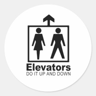 elevators do it up and down classic round sticker