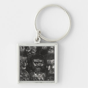 Eleven grotesque faces key ring