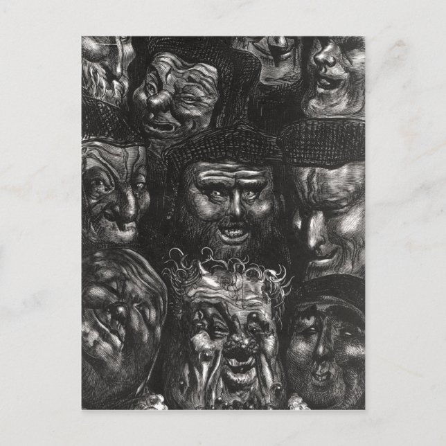 Eleven grotesque faces postcard (Front)