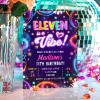 Eleven is a Vibe 11 Retro Neon Glow Girl Birthday