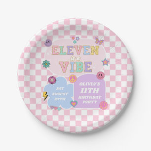 Eleven Is A Vibe Preppy Patch 11th Birthday Party Paper Plate