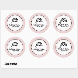 Eleven months rainbows and polka dots milestone classic round sticker