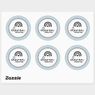 Eleven months rainbows and polka dots milestone classic round sticker