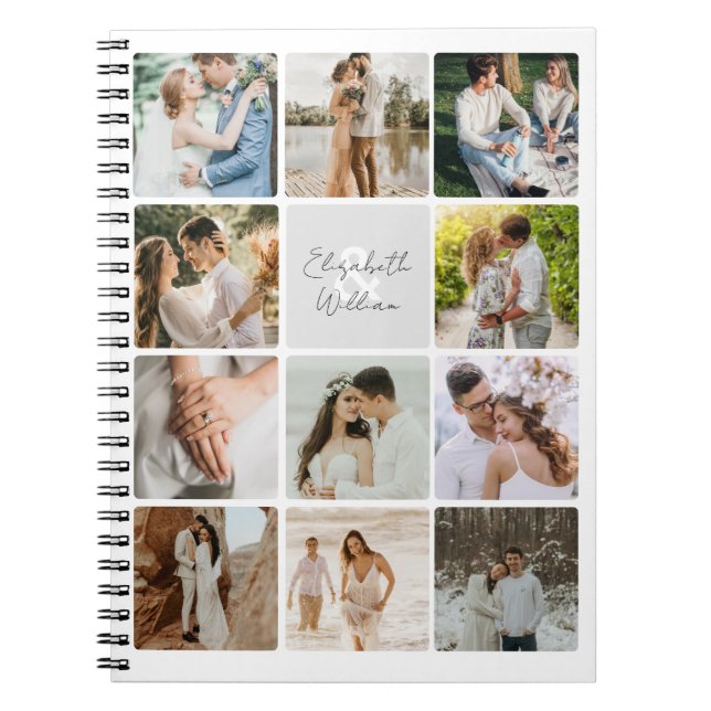 Eleven Photo Collage Simple Newly Weds Family Notebook (Front)