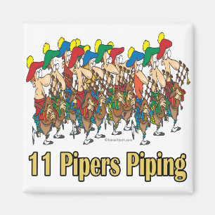 eleven pipers piping  11th day of christmas magnet
