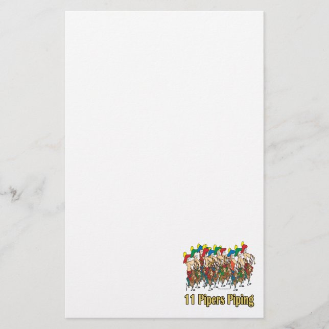eleven pipers piping  11th day of christmas stationery (Front)