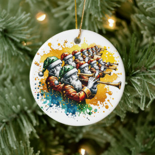 Eleven Pipers Piping Twelve Days of Christmas Ceramic Ornament
