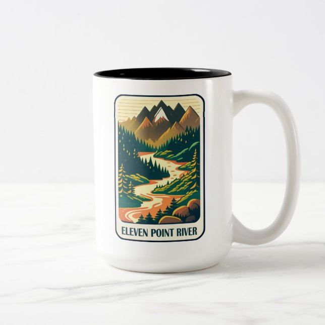 Eleven Point River Missouri Colours Two-Tone Coffee Mug (Right)