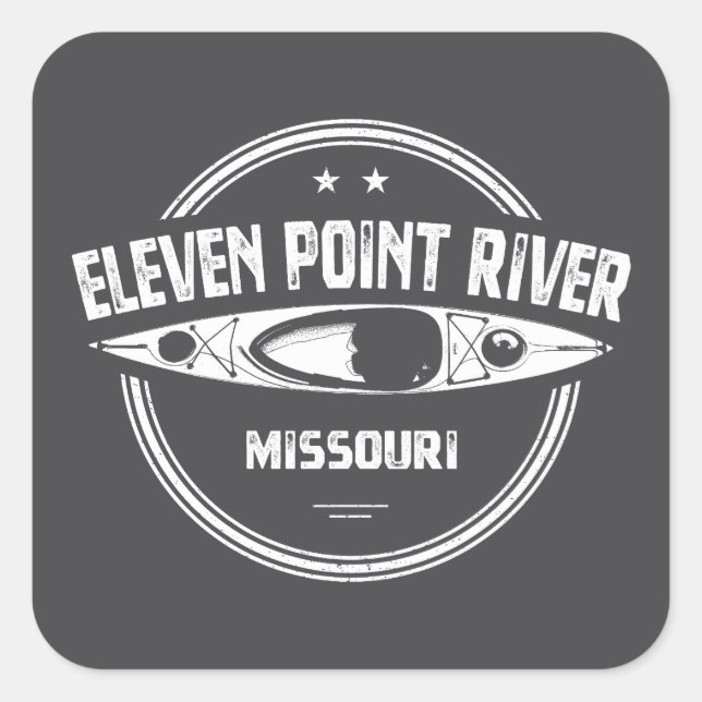 Eleven Point River Missouri Kayaking Square Sticker (Front)