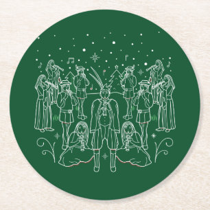 Eleventh Day of Christmas Paper Coasters / Green