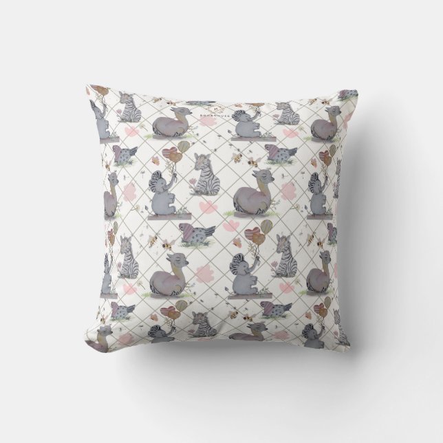 "Eleze Elephant & Polka Hen" Boganhues Cushion (Front)