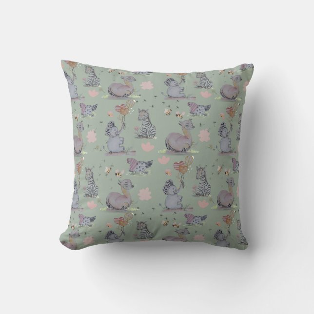"Eleze Elephant & Polka Hen" Boganhues Cushion (Front)