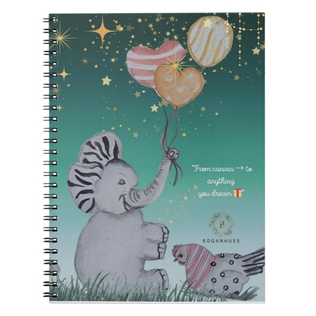 "Eleze Elephant & Polka Hen" Dreamy Notebook cover (Front)