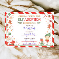 Elf Adoption Certificate Adopt an Elf Christmas
