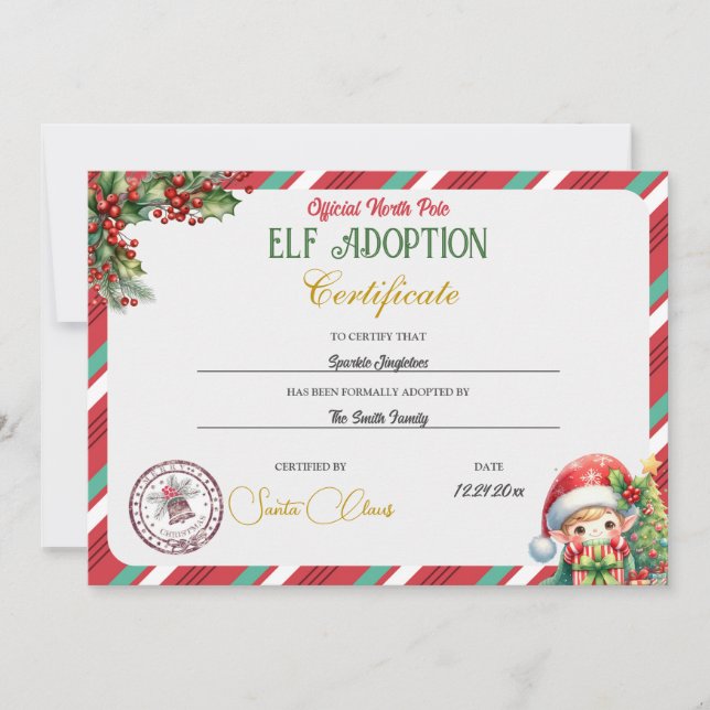Elf Adoption Certificate Invitation (Front)
