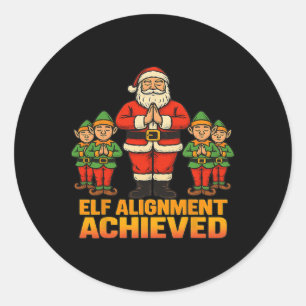 Elf Alignment Achieved Yoga Santa And Elves Christ Classic Round Sticker