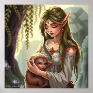 Elf and baby poster