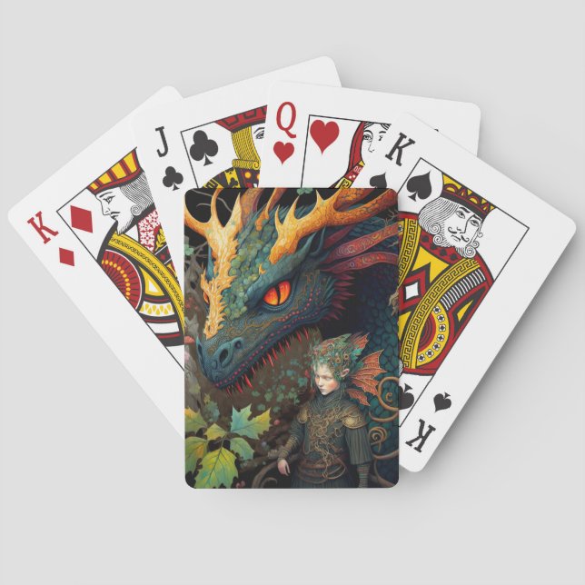 Elf And Dragon Fantasy Art Playing Cards (Back)