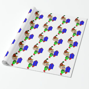 Elf And Gift Wrapping Paper