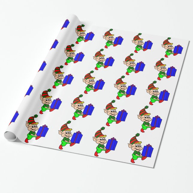Elf And Gift Wrapping Paper (Unrolled)