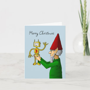 Elf and Robot from Santa's Workshop Christmas Card